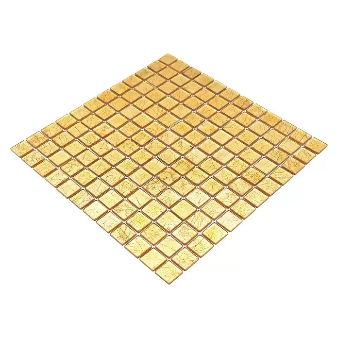 Mozaïektegel vierkant glas Uni CM 4GO10 - 30 x 30 cm, Goud, Glanzend - Diagonaal zicht