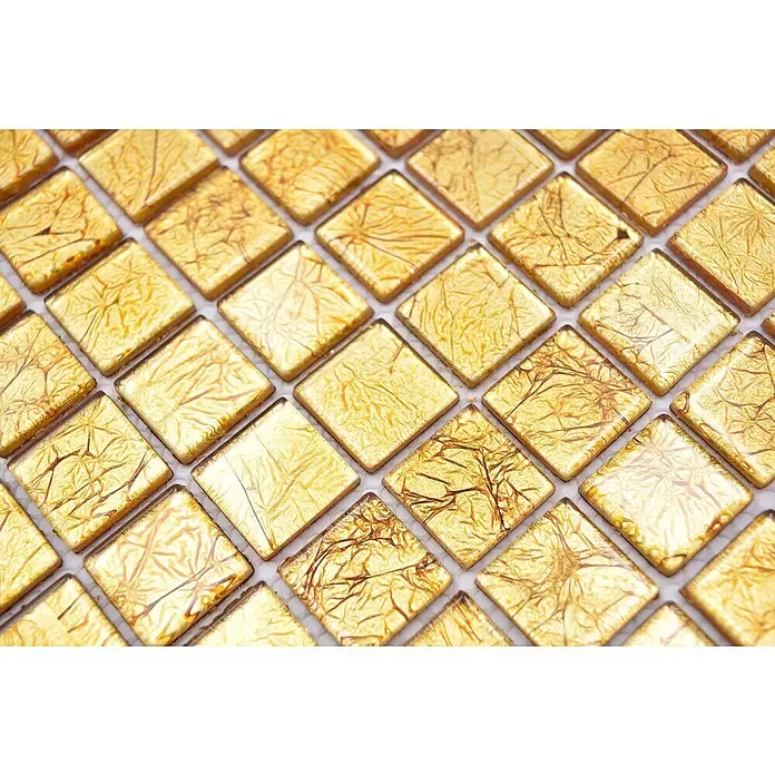 Mozaïektegel vierkant glas Uni CM 4GO10 - 30 x 30 cm, Goud, Glanzend - Close-up