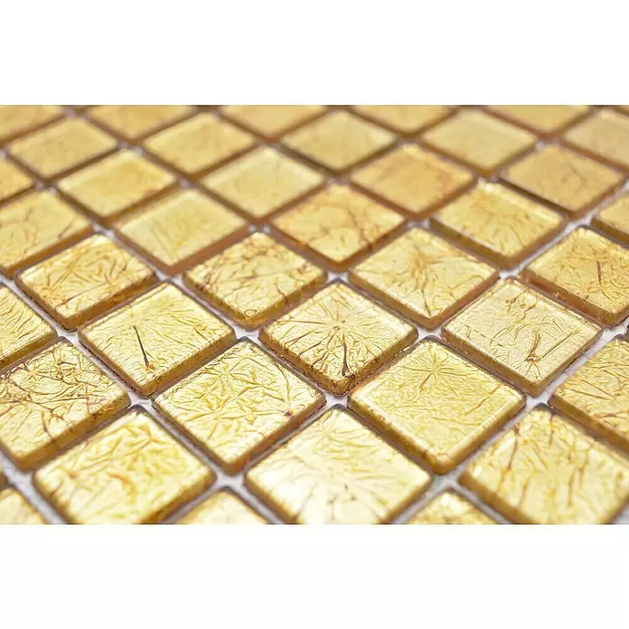 Mozaïektegel vierkant glas Uni CM 4GO10 - 30 x 30 cm, Goud, Glanzend - Close-up