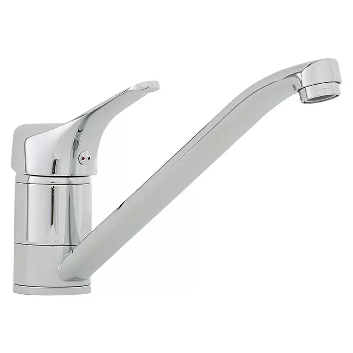Thermoflow Spültischarmatur QMIX 700 - Niederdruck, Chrom, Auslauf schwenkbar - Diagonale Ansicht