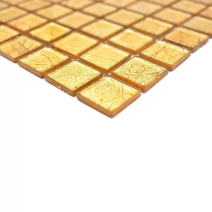 Mozaïektegel vierkant glas Uni CM 4GO10 - 30 x 30 cm, Goud, Glanzend - Close-up