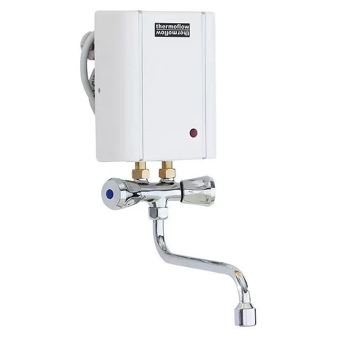 Thermoflow Kleindurchlauferhitzer Elex 3,5 - Mit Armatur, 3.500 W, 2 l/min bei 25 °C - Diagonale Ansicht