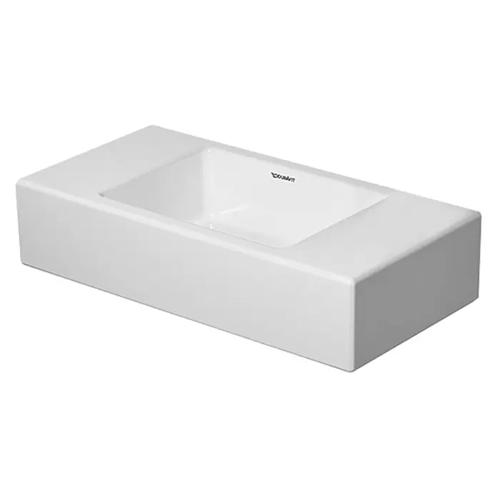 Duravit Vero Air Waschbecken - 50 x 25 cm, Mit schmutzabweisender Glasur, Hahnloch: Ohne, Ohne Überlauf, Weiß - Diagonale Ansicht
