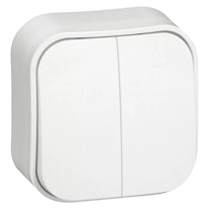 Legrand Serienschalter Forix - Weiß, Aufputz, 10 A - Diagonale Ansicht
