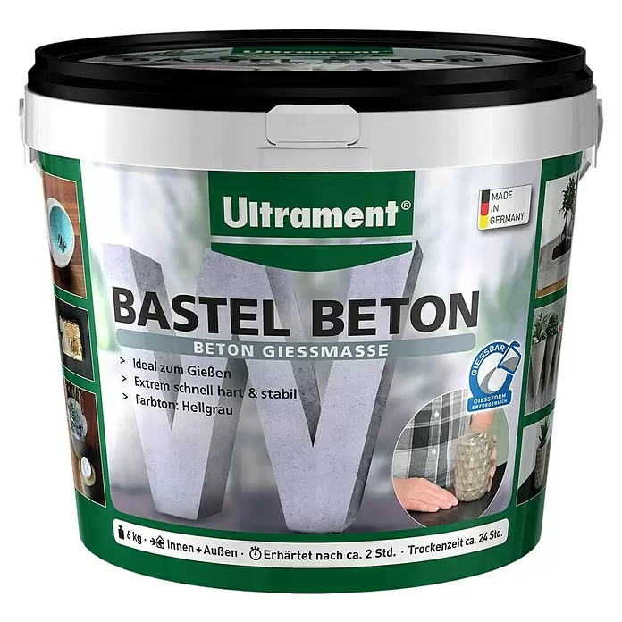 Ultrament Beton-Gießmasse Bastel Beton - Hellgrau, 6 kg - Vorderansicht