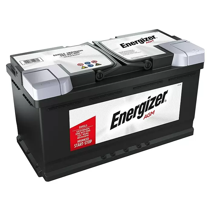 Energizer Autobatterie Premium AGM - Kapazität: 95 Ah, 12 V - Diagonale Ansicht