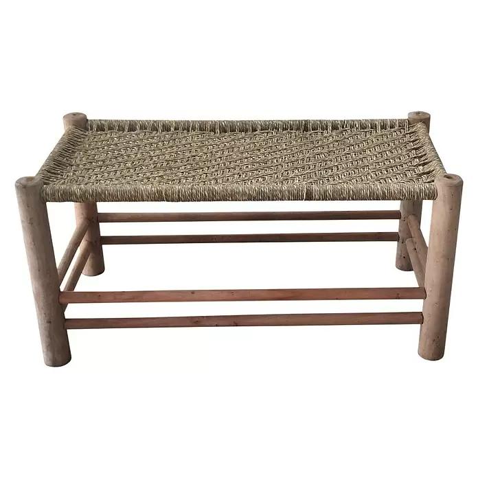 Banco de jardín Madera - L x An x Al: 90 x 45 x 45 cm, Natural/marrón claro - Vista frontal