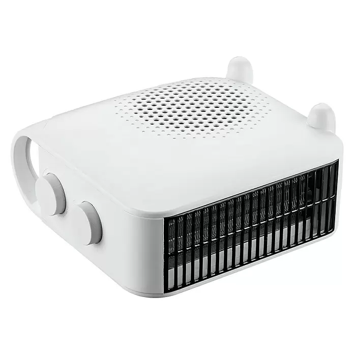 Calefactor de aire 2 en 1 - 2.000 W, Blanco/Negro, 12 x 22,3 x 22,3 cm - Vista angular
