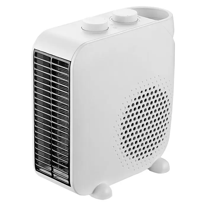 Calefactor de aire 2 en 1 - 2.000 W, Blanco/Negro, 12 x 22,3 x 22,3 cm - Vista angular