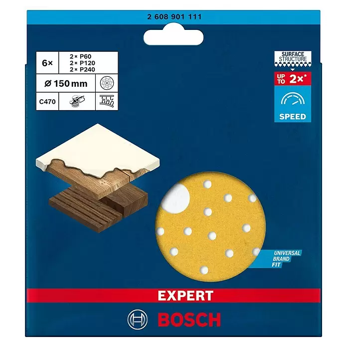 Bosch Expert Schleifpapier-Set C470 - Durchmesser: 150 mm, 6 Stk. - Vorderansicht
