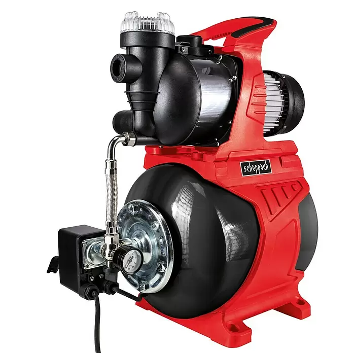 Scheppach Hauswasserwerk HWW900 - 900 W, Max. Fördermenge: 4.300 l/h, Max. Druck: 4,4 bar - Diagonale Ansicht
