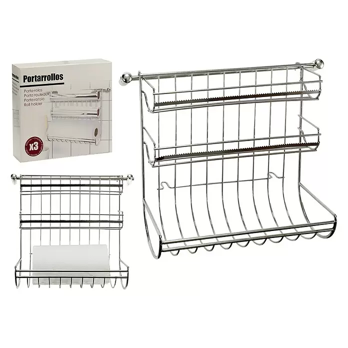 Portarrollos de pared triple - Aluminio, Cromado - Vista angular