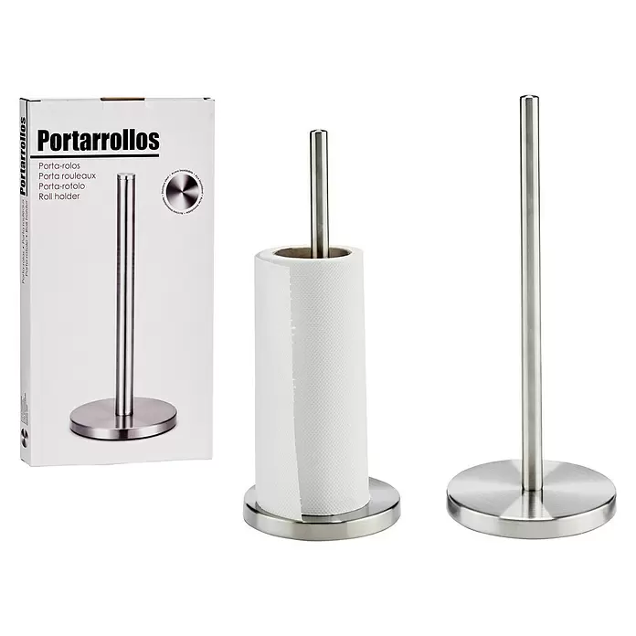 Portarrollo de papel de cocina inox - Altura: 32,5 cm, Acero inoxidable - Vista frontal