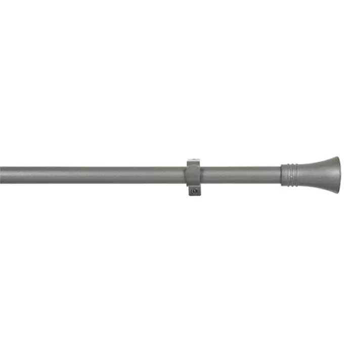 Barra para cortinas Kit modelo cono-anillo - Gris, Largo: 110 cm, Diámetro: 19 mm - Primer plano