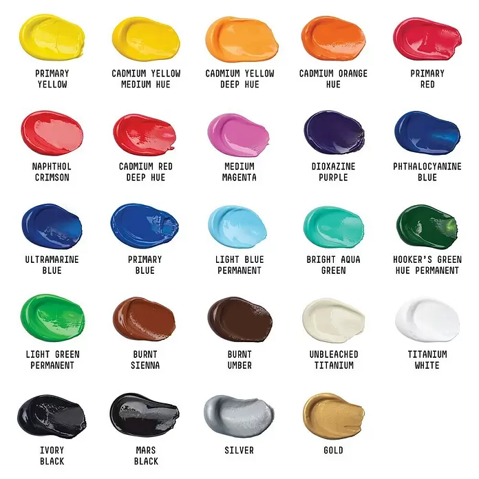 Liquitex Basics Acrylverfset - 24 st. x 22 ml, Tube - Blauwdruk