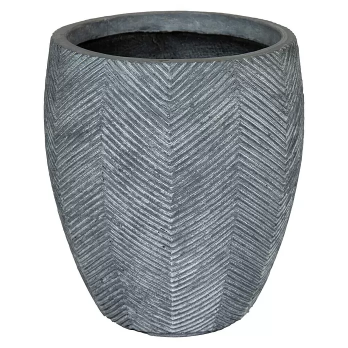 Mega Collections Plantkuip-rond Iowa - Buitenmaat (Ø x h): 44 x 50 cm, Samengesteld materiaal, Grijs - Vooraanzicht