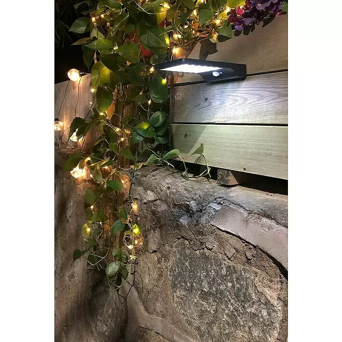 Aplique solar LED para exterior - Detector de movimiento, Blanco frío, IP44 - Foto ambiente