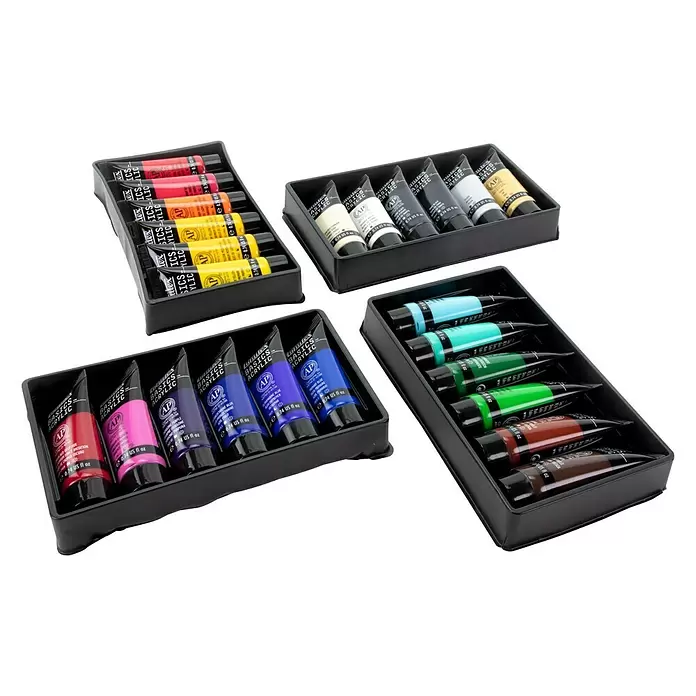 Liquitex Basics Acrylverfset - 24 st. x 22 ml, Tube - Diagonaal zicht