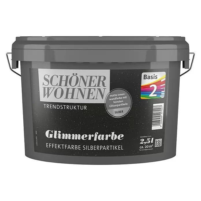 SCHÖNER WOHNEN-Farbe Trendstruktur Wandfarbe MIX Glimmerfarbe - Basismischfarbe, 2,5 l, Matt - Vorderansicht