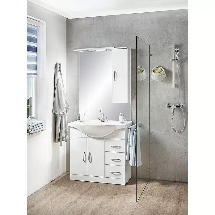 Riva Badmöbel-Set Inka - 85 cm, Weiß, Glänzend - Stimmungsaufnahme