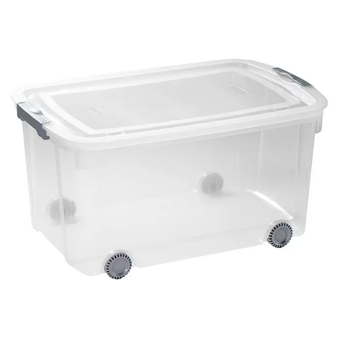 Keter Caja con ruedas Logic - Capacidad: 50 l, Transparente - Vista angular