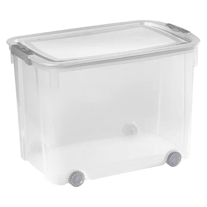 Keter Caja con ruedas Logic - Capacidad: 70 l, Transparente - Vista angular