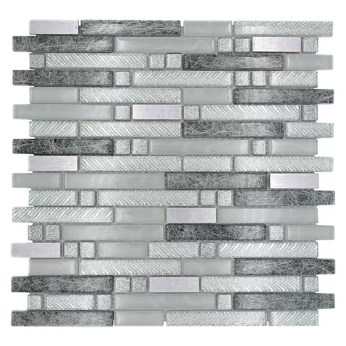 Mozaïektegel verband Mix XCM MV698 - 29,8 x 30,4 cm, Grijs/Zilver, Glanzend - Bovenaanzicht
