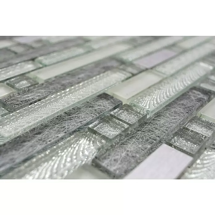 Mozaïektegel verband Mix XCM MV698 - 29,8 x 30,4 cm, Grijs/Zilver, Glanzend - Close-up