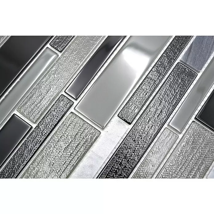 Mozaïektegel verband glas Mix CM GV44 - 28,6 x 30 cm, Grijs/Zwart, Glanzend - Close-up