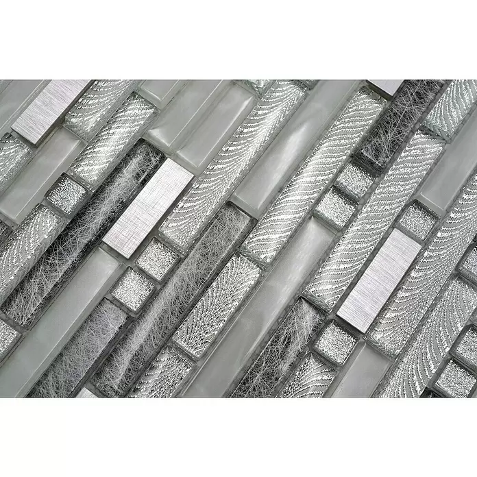 Mozaïektegel verband Mix XCM MV698 - 29,8 x 30,4 cm, Grijs/Zilver, Glanzend - Close-up
