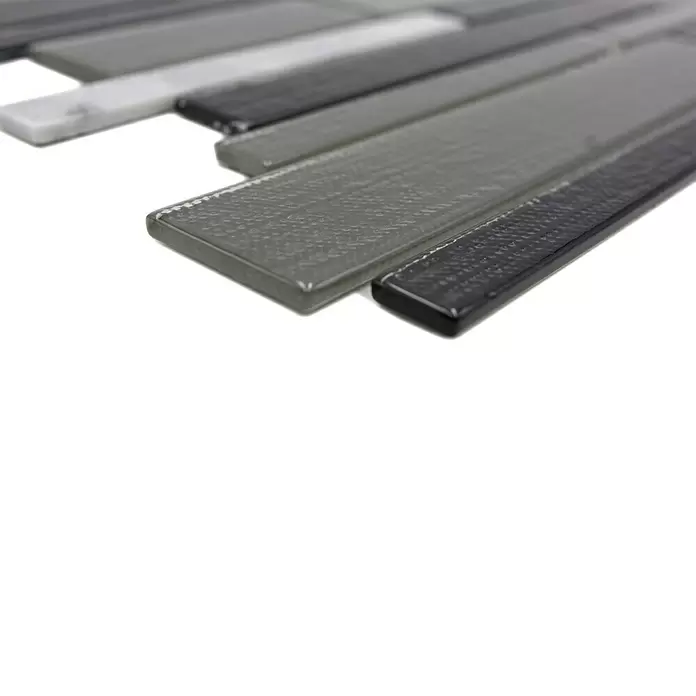 Mozaïektegel verband glas Mix CM GV44 - 28,6 x 30 cm, Grijs/Zwart, Glanzend - Close-up