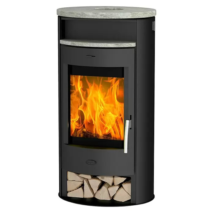 Fireplace Kaminofen Jakarta - 6 kW, Raumheizvermögen: 108 m³, Verkleidung: Speckstein, Schwarz - Vorderansicht