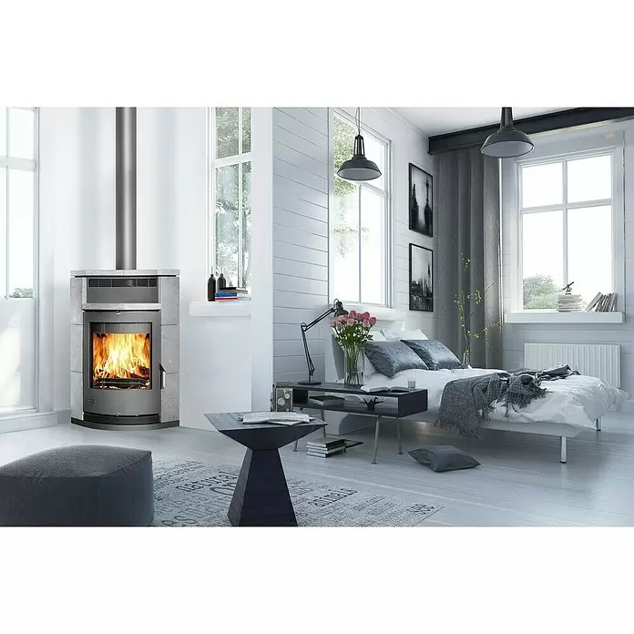 Fireplace Kaminofen Lyon - 8 kW, Raumheizvermögen: 144 m³, Verkleidung: Speckstein, Schwarz - Stimmungsaufnahme