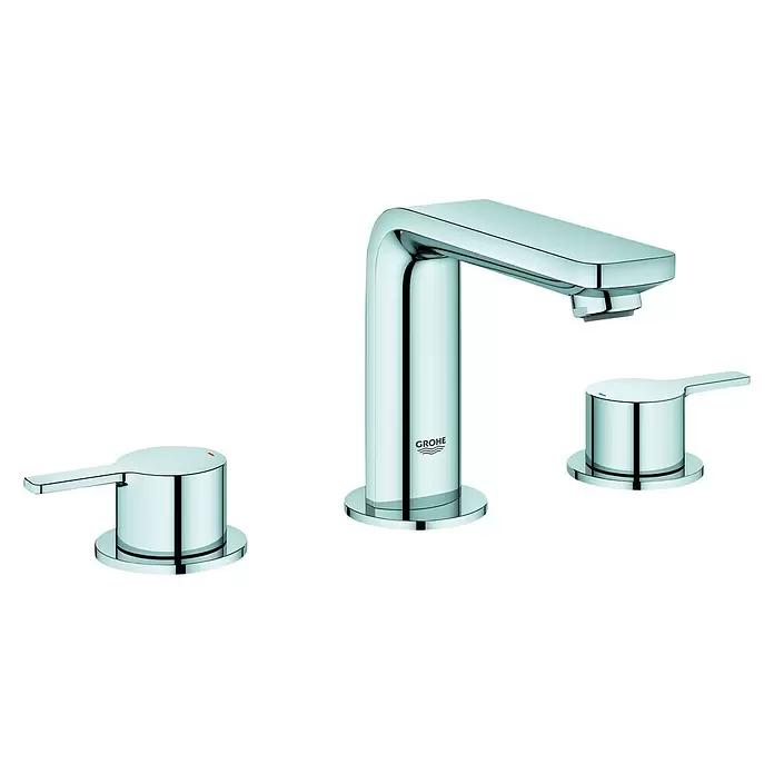 Grohe Lineare Waschtischarmatur - 3-Loch, Chrom, Glänzend - Diagonale Ansicht
