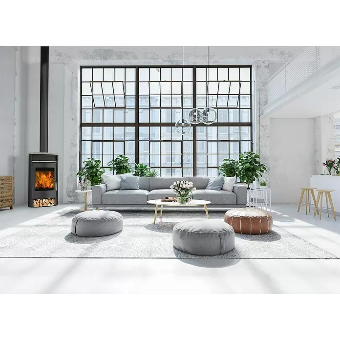 Fireplace Kaminofen Jakarta - 6 kW, Raumheizvermögen: 108 m³, Verkleidung: Speckstein, Schwarz - Stimmungsaufnahme