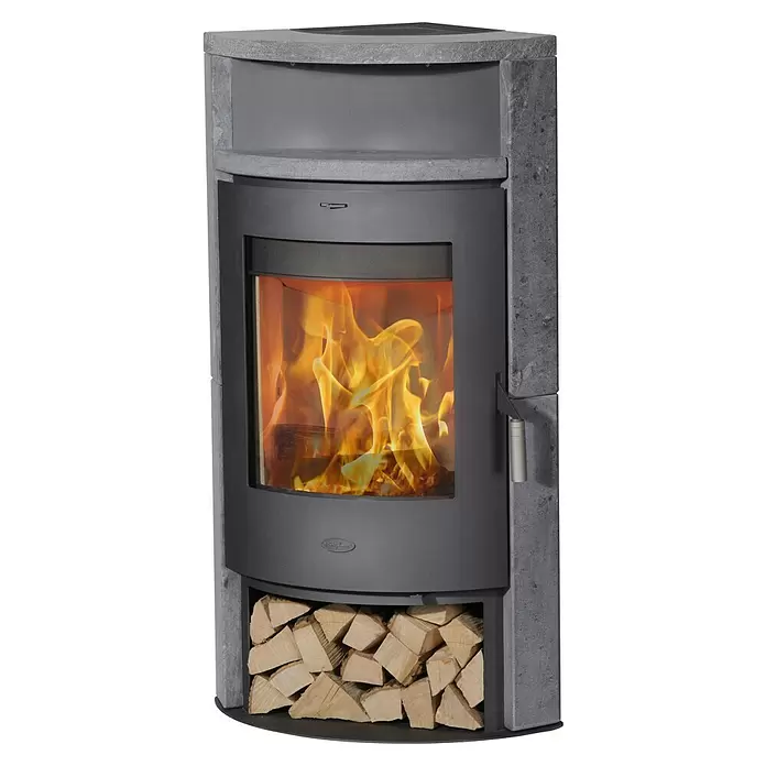 Fireplace Kaminofen Samba - 6 kW, Raumheizvermögen: 108 m³, Verkleidung: Speckstein, Schwarz - Vorderansicht