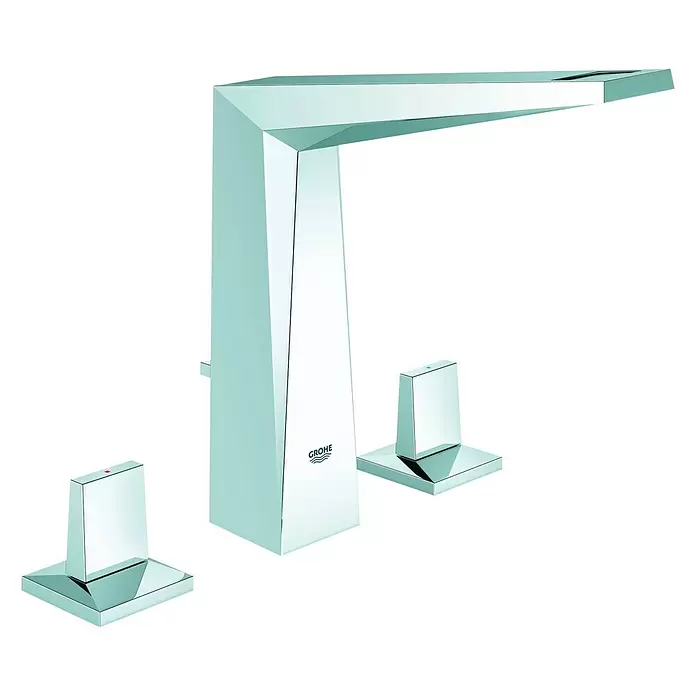 Grohe Allure Brilliant Waschtischarmatur - 3-Loch, Chrom, Glänzend, Ausladung Armatur: 149 mm - Diagonale Ansicht