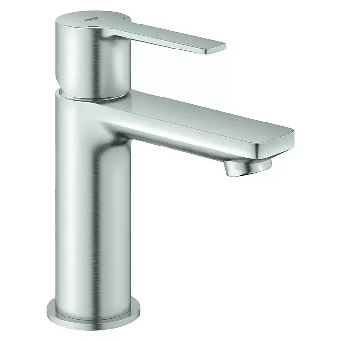 Grohe Lineare Waschtischarmatur XS-Size - Push-Open-Ablaufgarnitur, Supersteel, Matt - Diagonale Ansicht