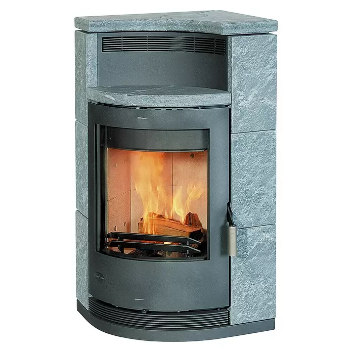Fireplace Kaminofen Lyon - 8 kW, Raumheizvermögen: 144 m³, Verkleidung: Speckstein, Schwarz - Vorderansicht