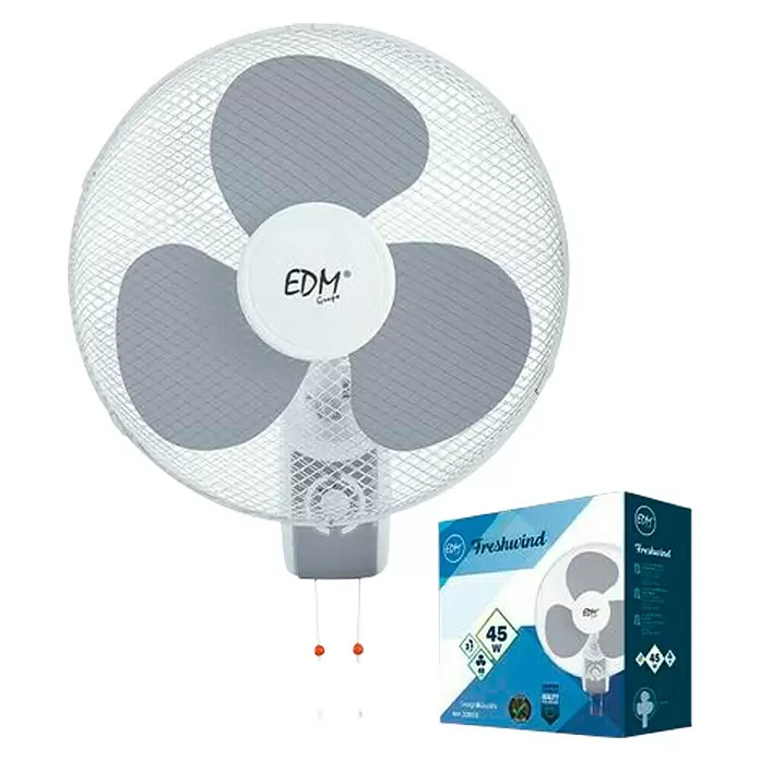 Ventilador de pared - Blanco, 45 W, Diámetro: 40 cm - Vista angular