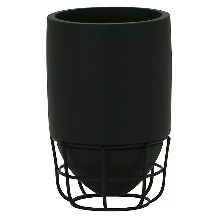 Vaso de encimera Grid - Poliresina, Negro - Vista frontal