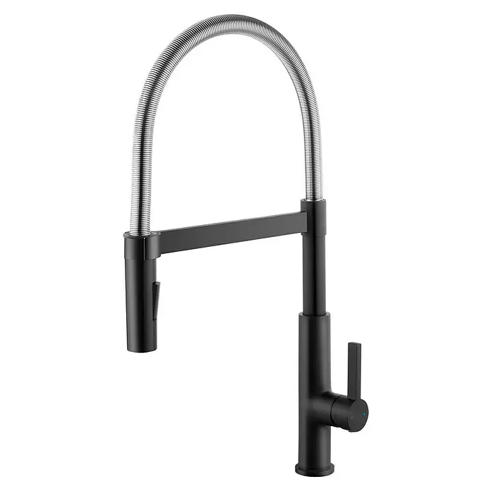 Grifo de cocina Austin - Negro, Satinado, Caño alto - Vista de perfil izquierdo