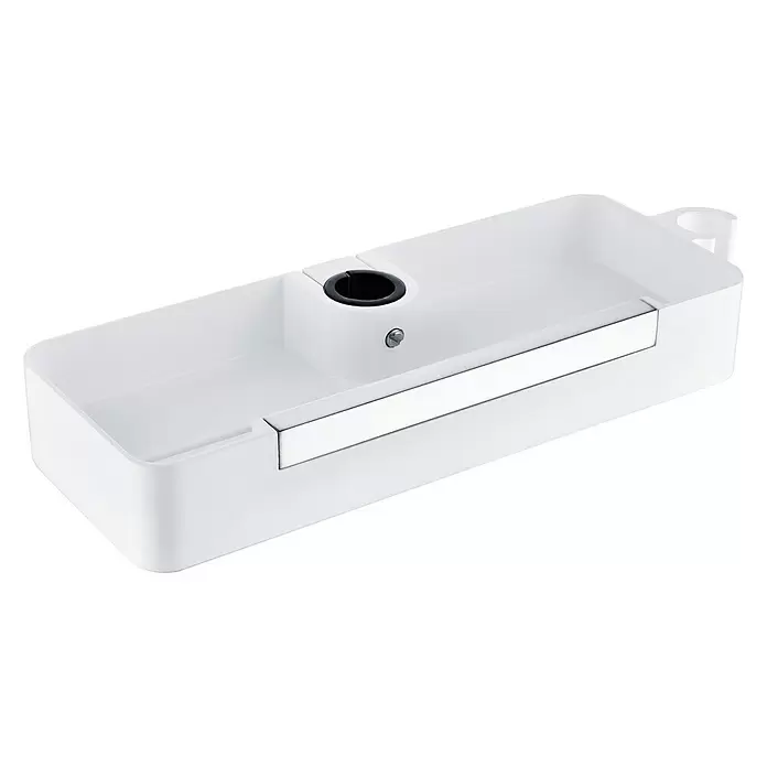 Cesta de baño para barra de ducha Concept - L x An x Al: 11 x 32,5 x 4,6 cm, Diámetro de tubo: 25 mm, Blanco - Vista angular
