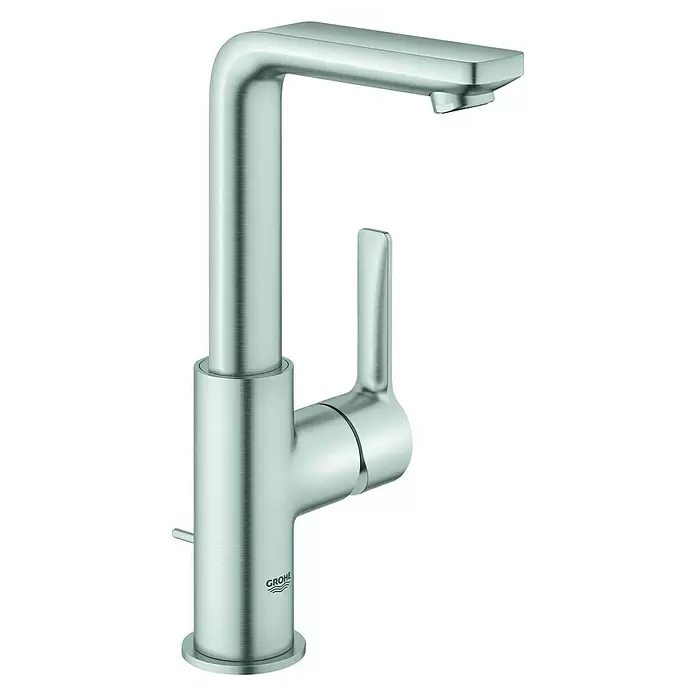 Grohe Lineare Waschtischarmatur L-Size - Supersteel, Matt - Diagonale Ansicht