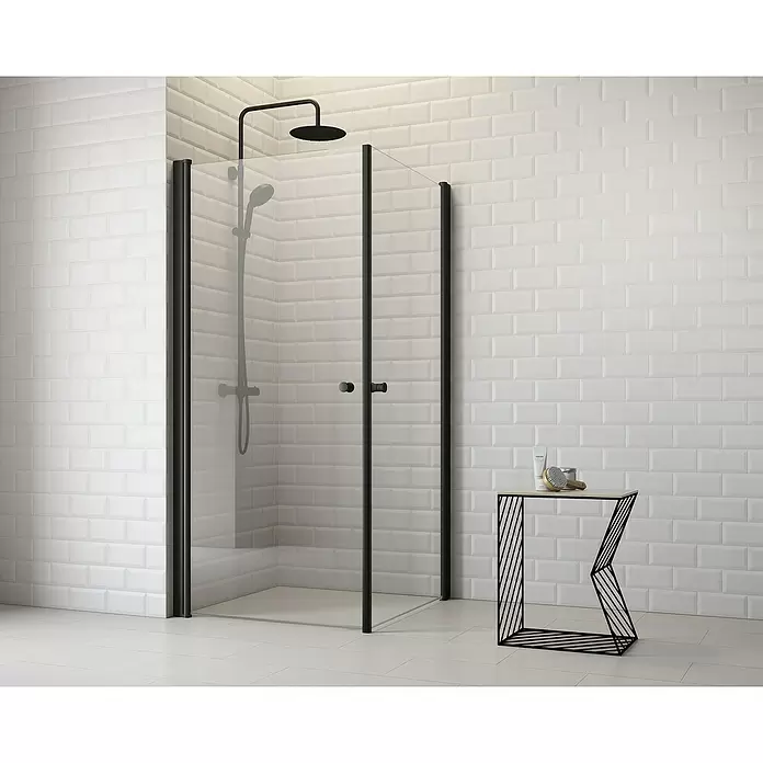 Corniche Eckdusche Light - 80 x 80 x 190 cm, Stärke: 5 mm, Schwarz - Stimmungsaufnahme