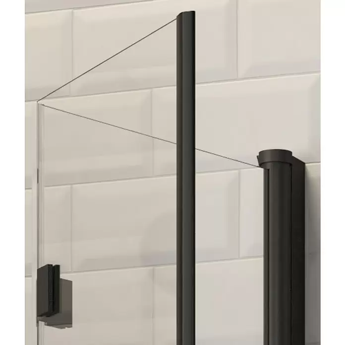 BAUHAUS Eckdusche Light Bifold - 90 x 90 x 190 cm, Beschichtet, Stärke: 5 mm, Schwarz - Detailaufnahme