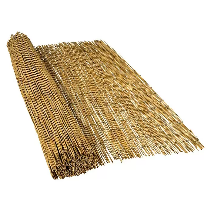 Rietmat op rol - 1 x 600 x 180 cm, Natuurlijk bruin - Diagonaal zicht