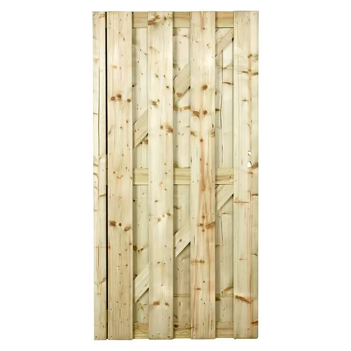 Tuindeur met slotgat, recht - 4,6 x 90 x 180 cm, Vurenhout - Vooraanzicht