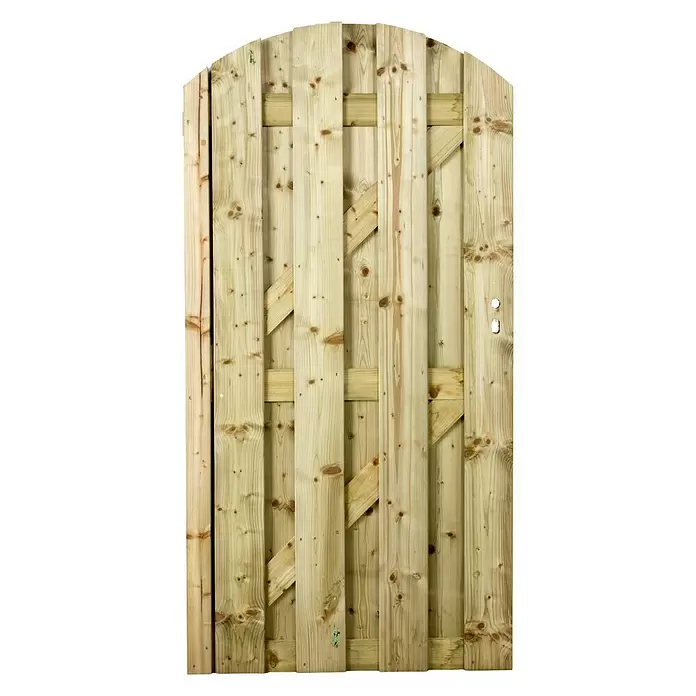 Tuindeur met slotgat, boog - 4,6 x 90 x 180 cm, Vurenhout - Vooraanzicht