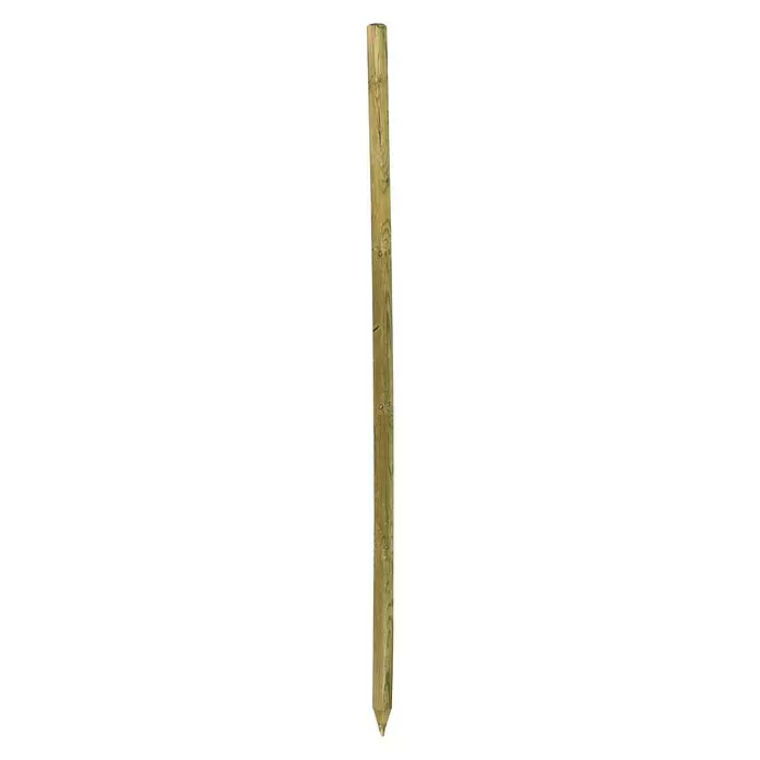 Houten paal rond - 200 x 6 x 6 cm, Grenen, Groen - Bovenaanzicht